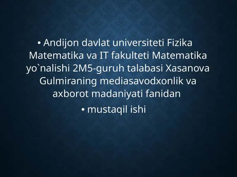 Algoritmlar va foydalanuvchi xatti-harakati 1