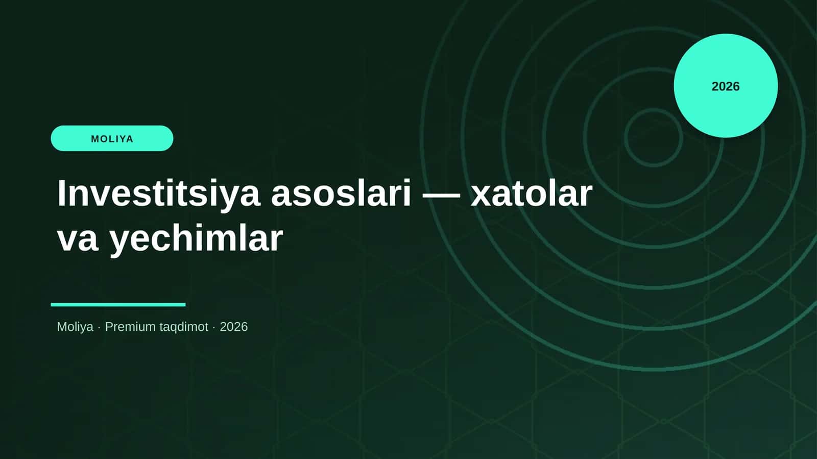 Investitsiya asoslari — xatolar va yechimlar 1