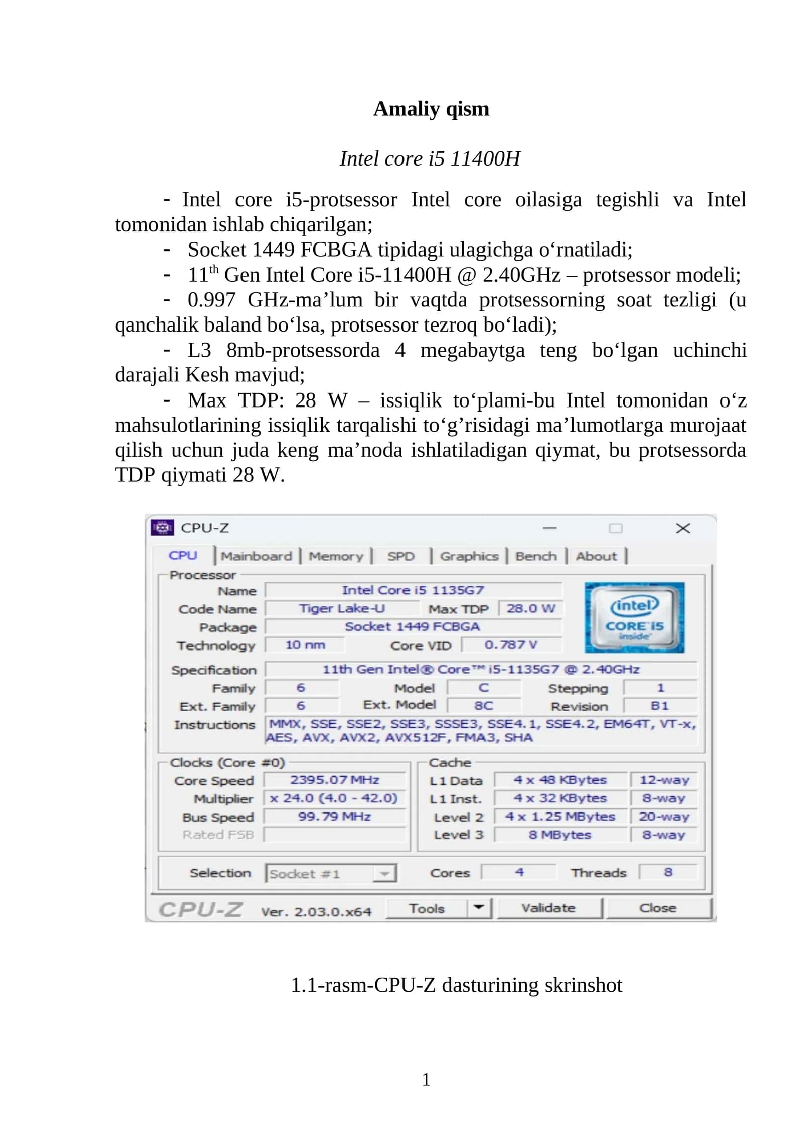 Intel core i5 11400H 1