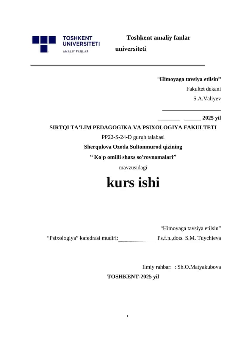 Ko'p omilli shaxs so'rovnomalari. 1