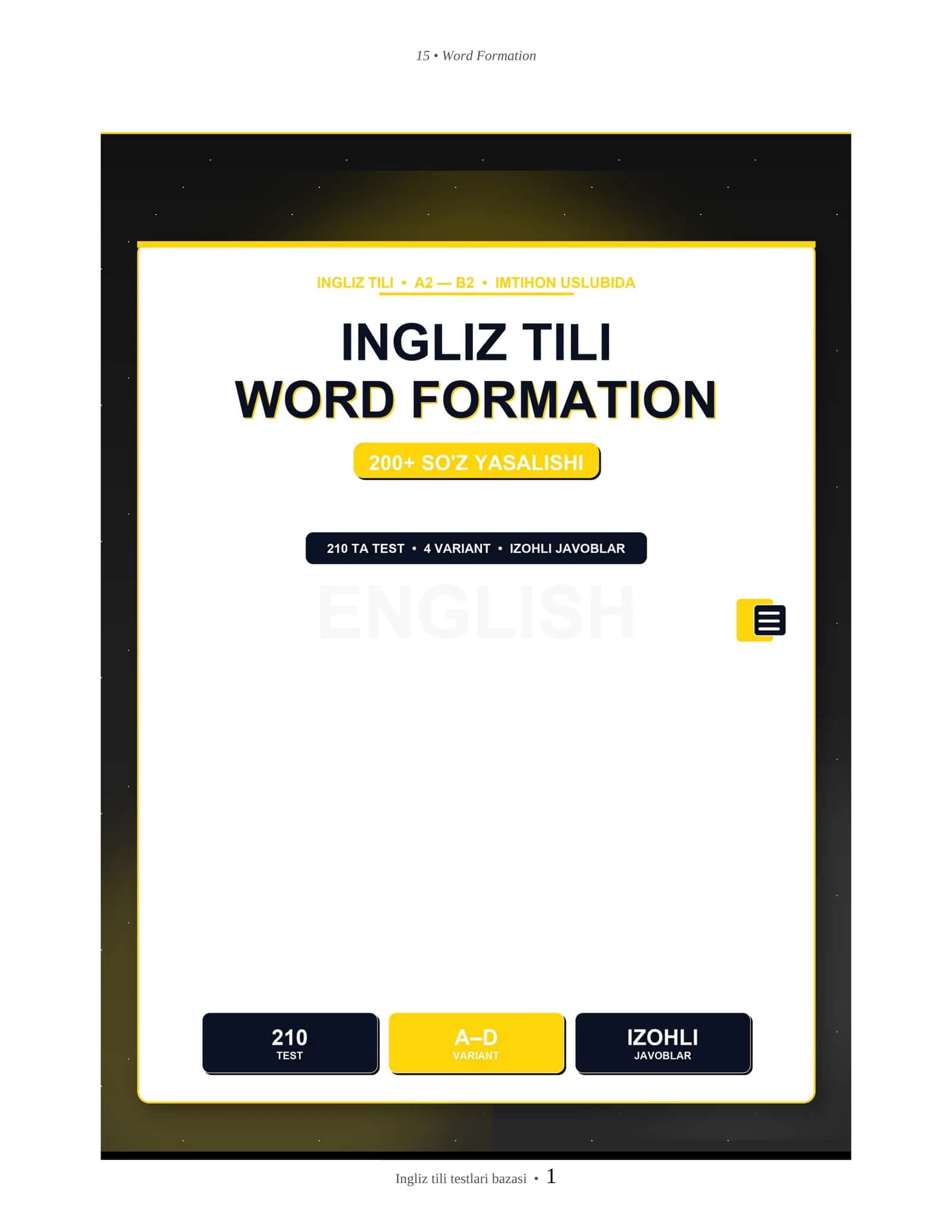 INGLIZ TILI WORD FORMATION TESTLARI 1