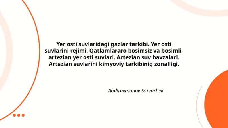 Yer osti suvlaridagi gazlar tarkibi 1