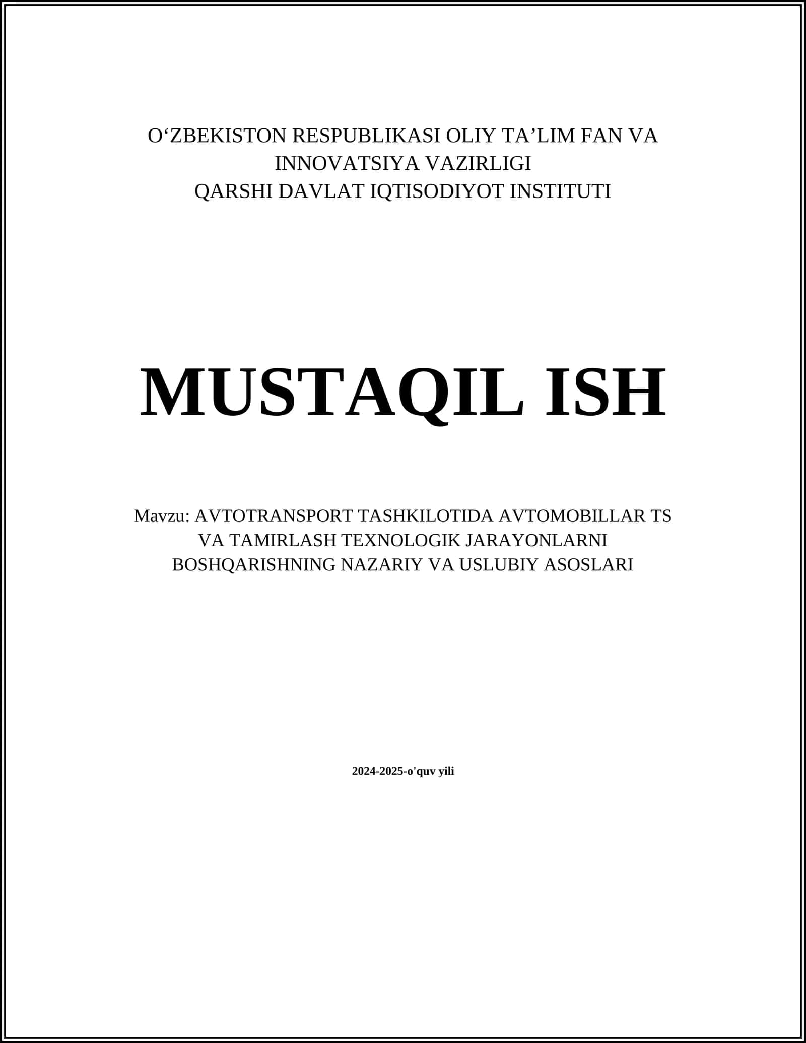 Avtotransportda texnik xizmat ko'rsatish tizimi 1