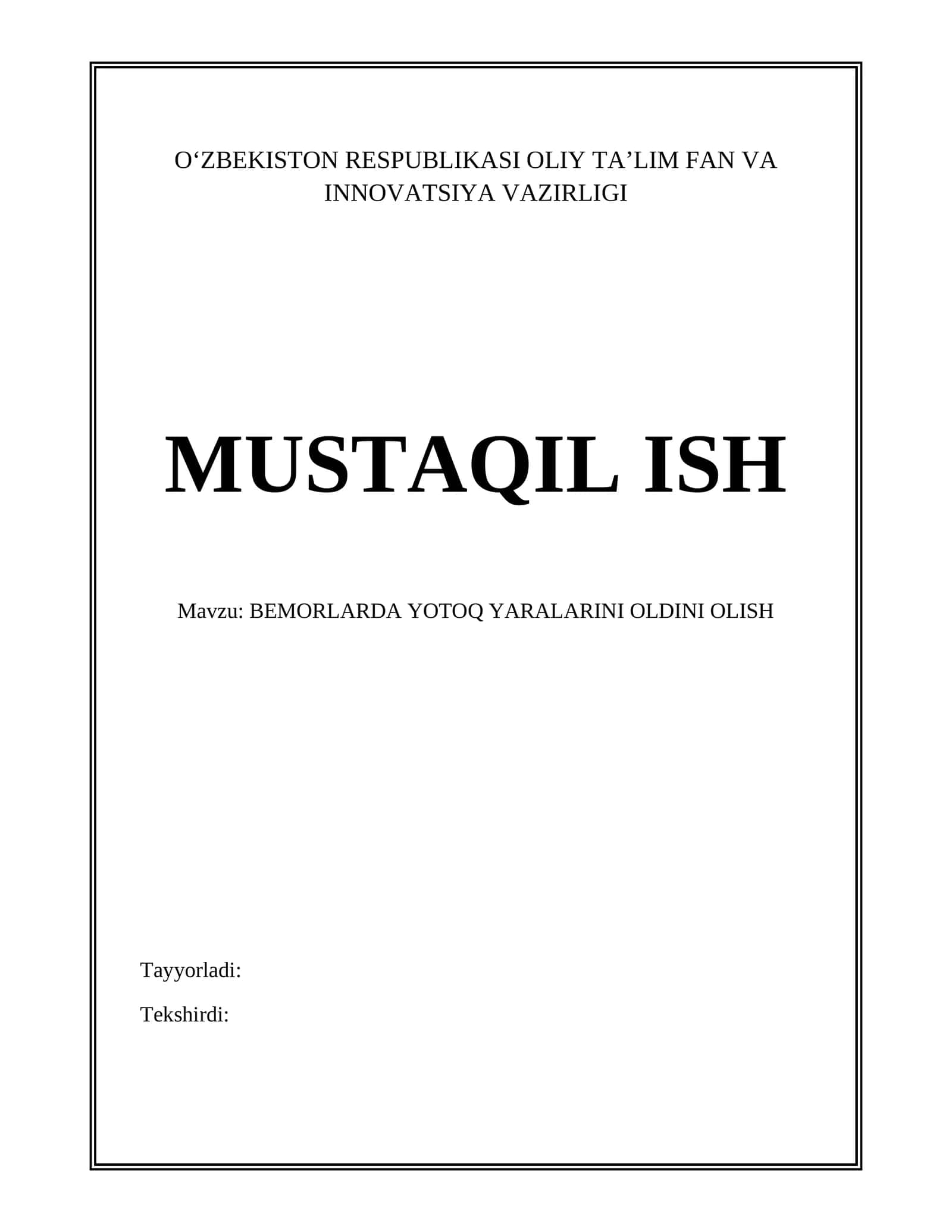 BEMORLARDA YOTOQ YARALARINI OLDINI OLISH 1