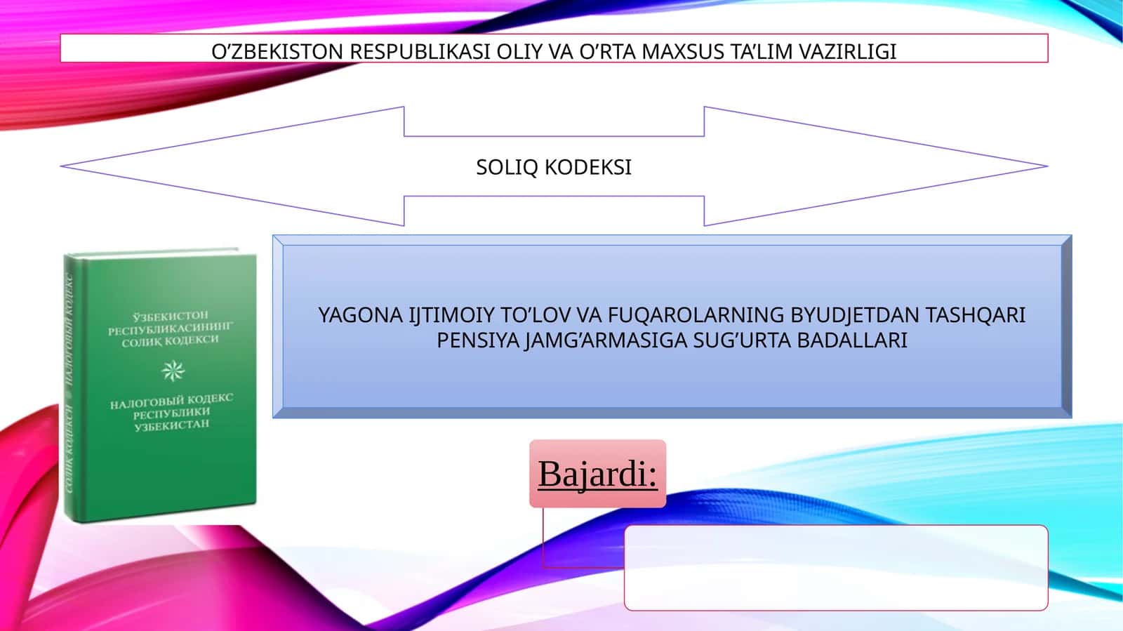 YAGONA IJTIMOIY TO’LOV VA FUQAROLARNING BYUDJETDAN TASHQARI PENSIYA JAMG’ARMASIGA SUG’URTA BADALLARI 1