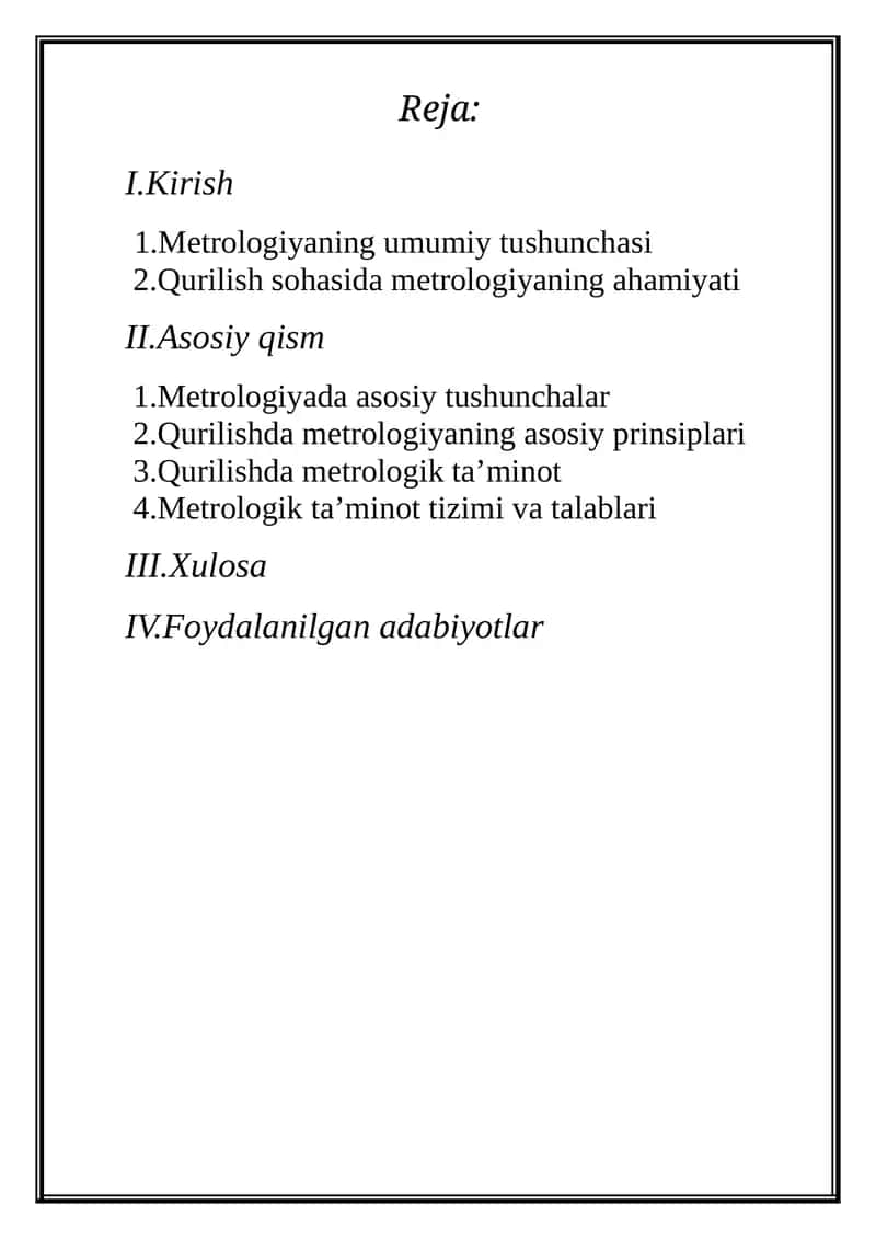 Metrologiya, standartlashtirish va sertifikatlashtirish 1