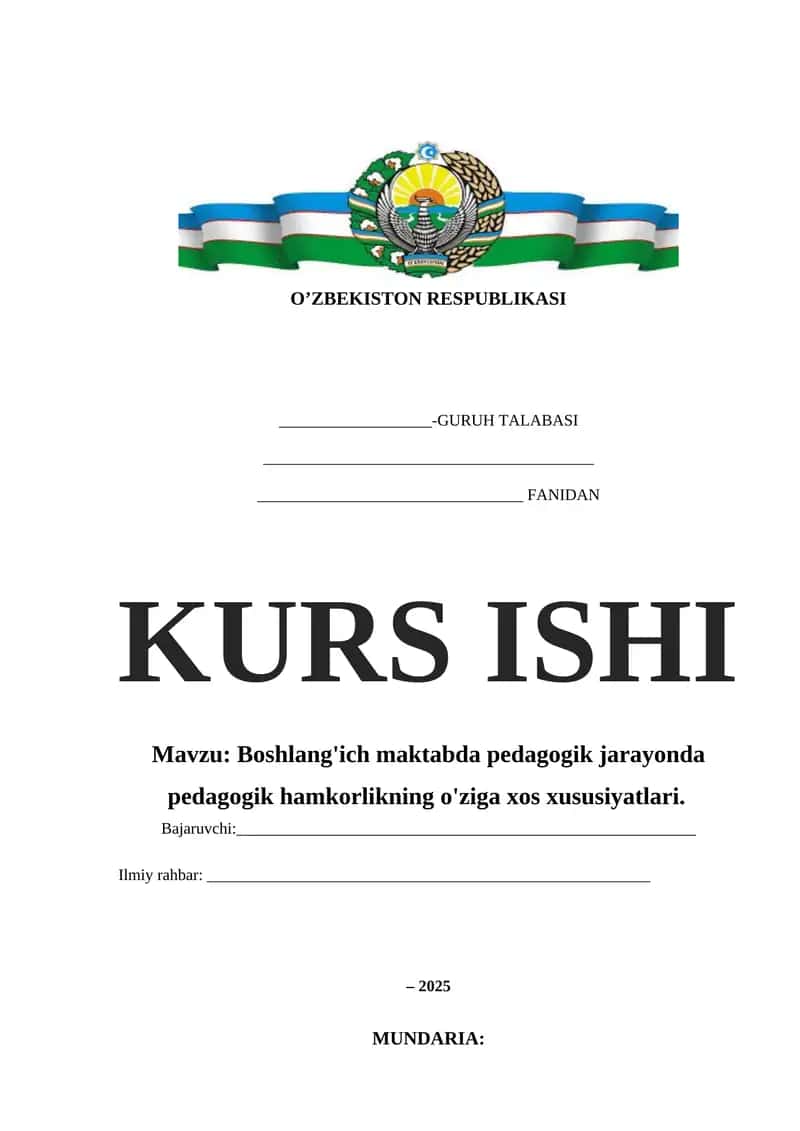 Boshlang'ich maktabda pedagogik jarayonda pedagogik hamkorlikning o'ziga xos xususiyatlari 1