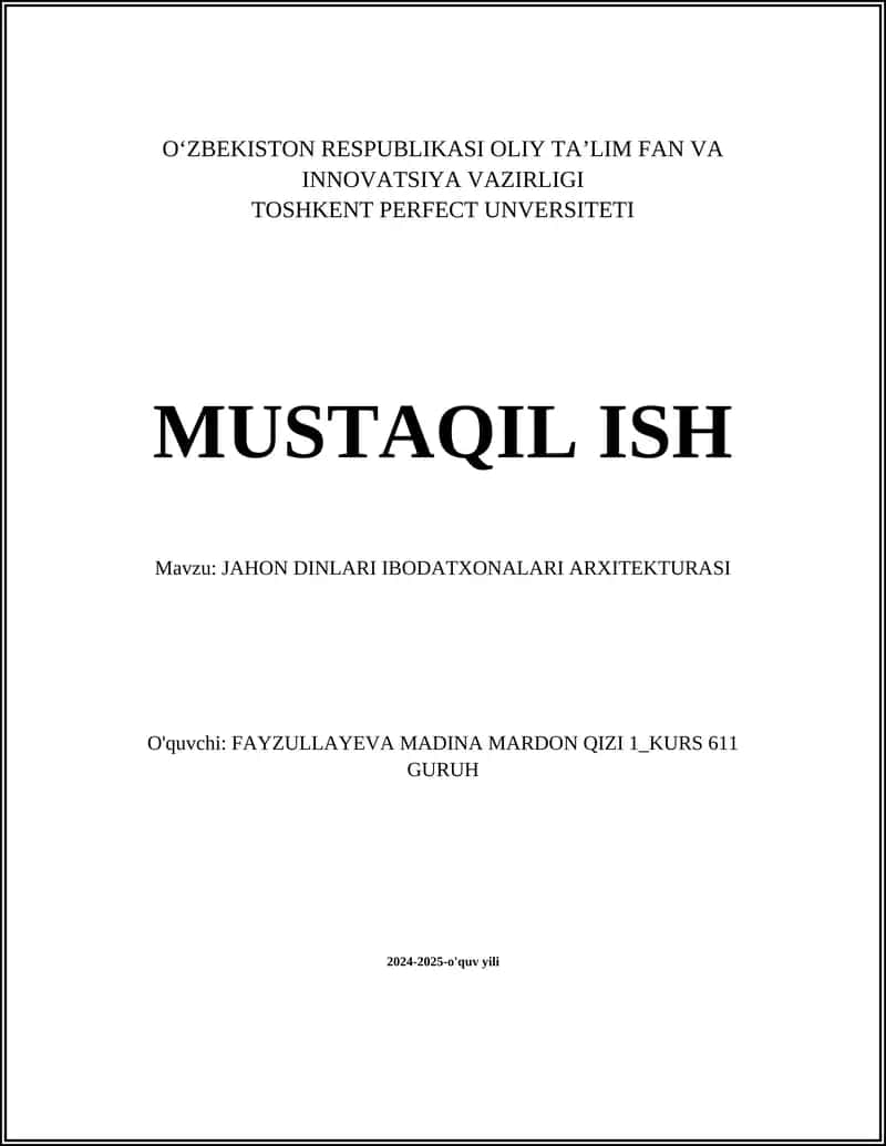 JAHON DINLARI IBODATXONALARI ARXITEKTURASI 1
