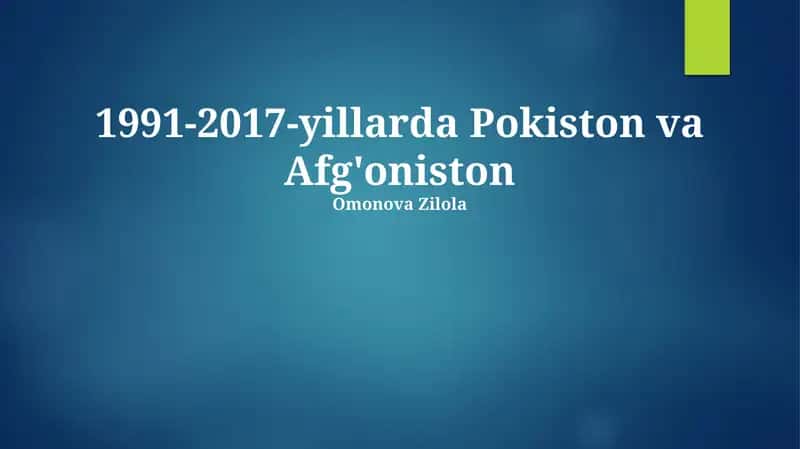 Pokiston va Afg'oniston Omonova Zilola 1