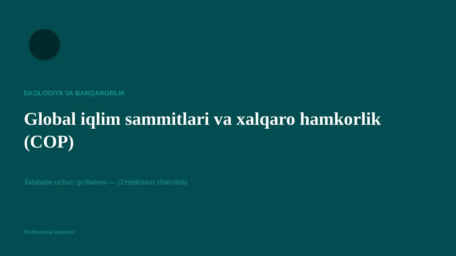 Ekologiya va Barqarorlik 1