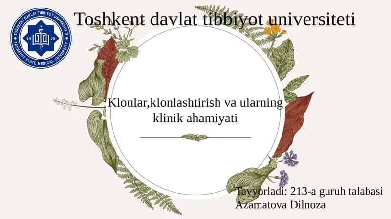 Klonlar, klonlashtirish va ularning klinikahamiyati 1
