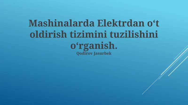 Elektr o't oldirish tizimi 1