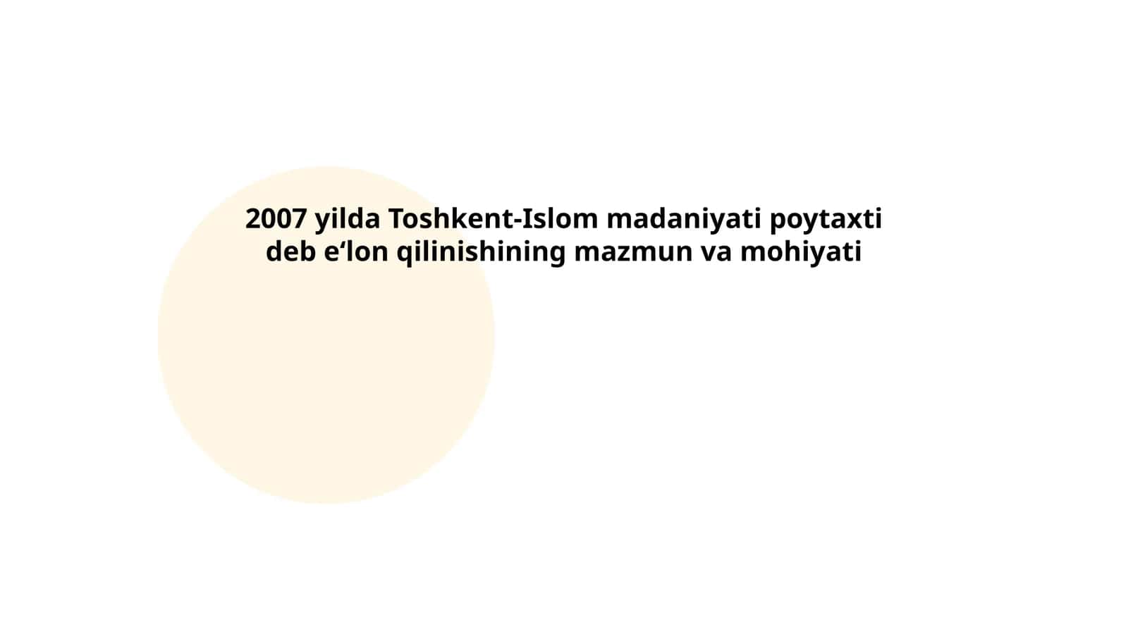 Toshkent-Islom madaniyati poytaxti deb e'lon qilinishi tarixi 1