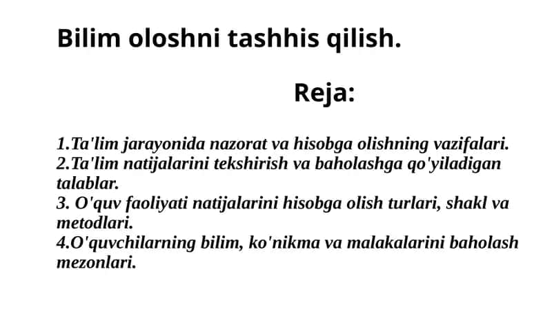 Bilim oloshni tashhis qilish 1
