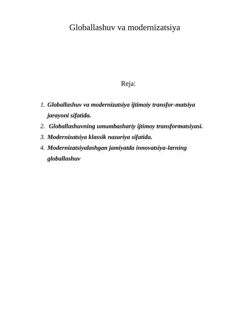 Globallashuv va modernizatsiya 1