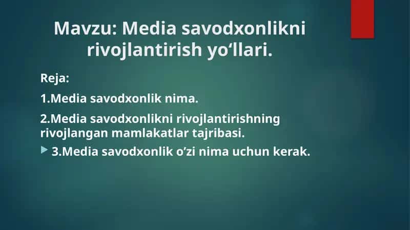 Media savodxonlik 1