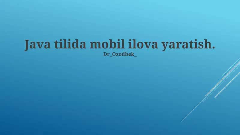 Java bilan Android Dasturlash 1