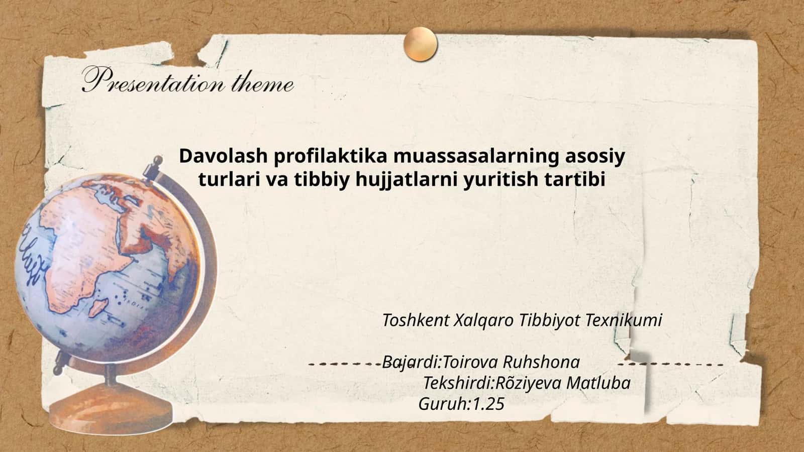 Davolash profilaktika muassasalarning asosiy turlari va tibbiy hujjatlarni yuritish tartibi 1