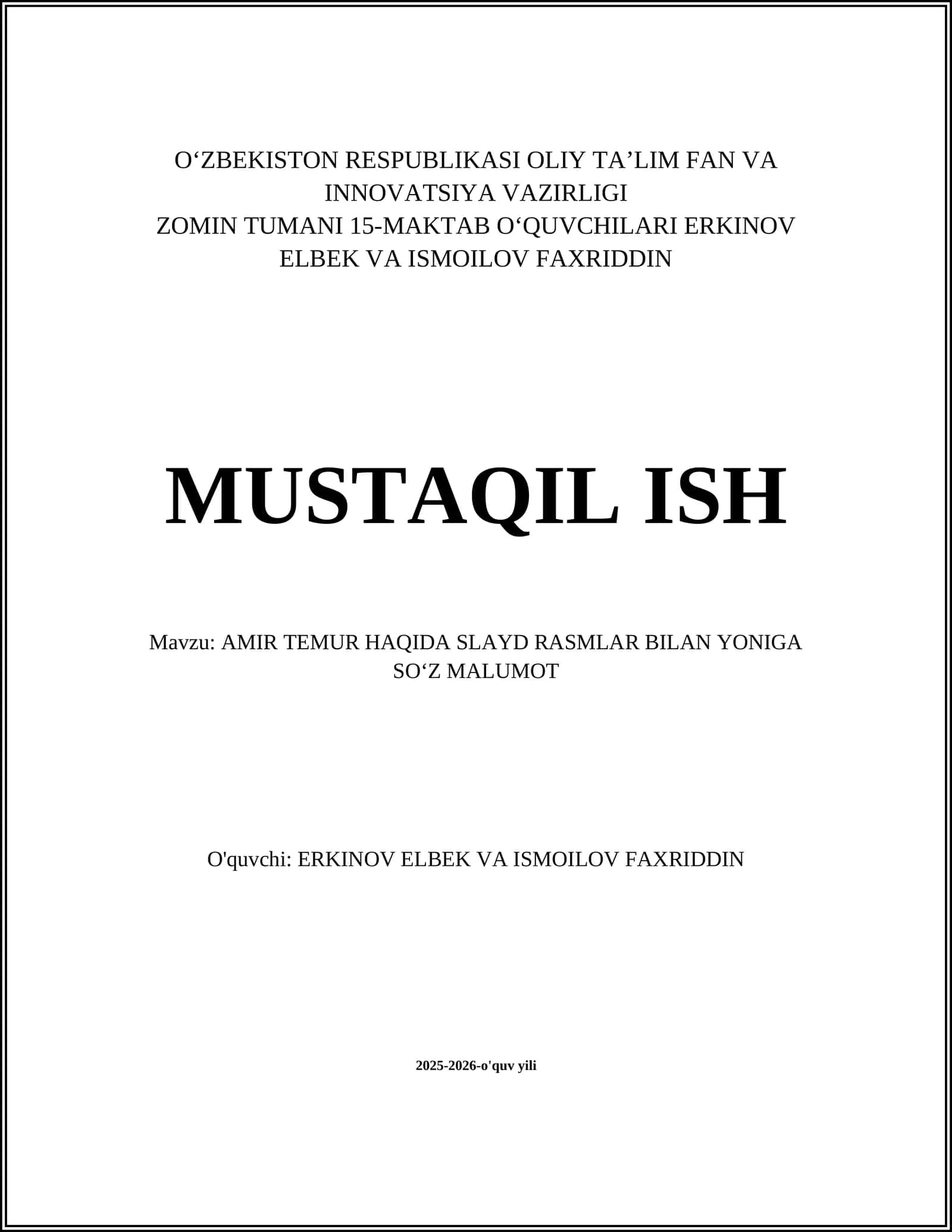 AMIR TEMUR HAQIDA SLAYD RASMLAR BILAN YONIGA SOʻZ MALUMOT 1