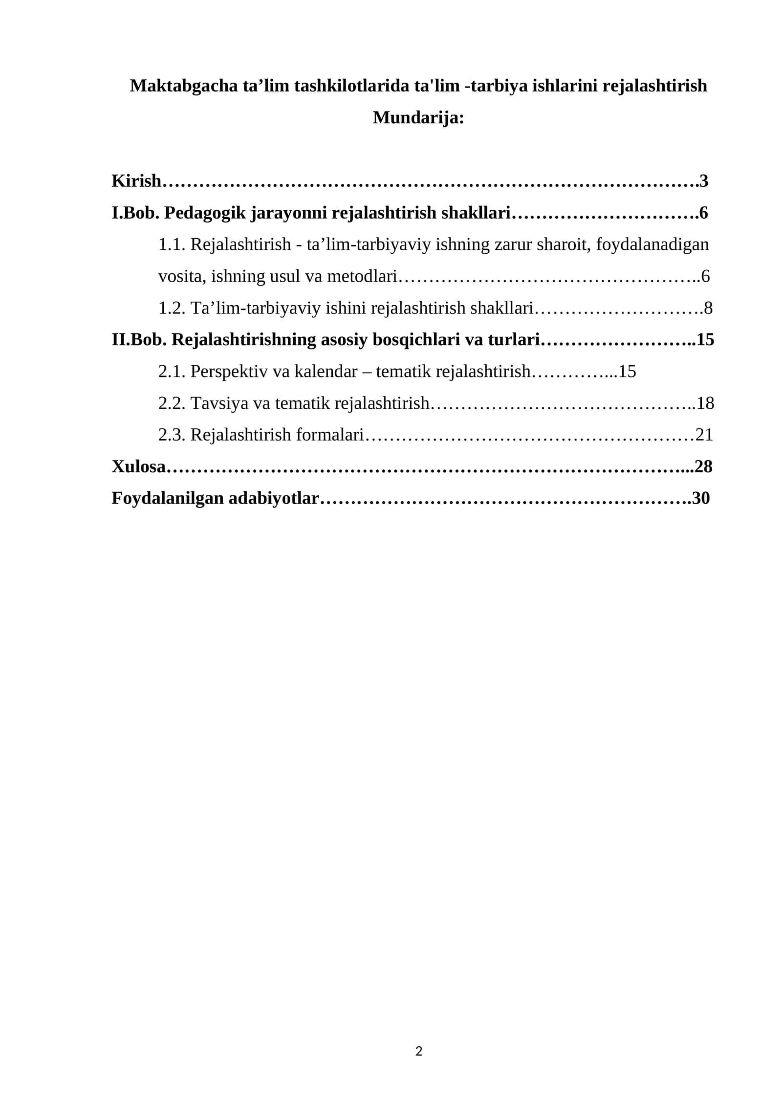 Maktabgacha ta’lim tashkilotlarida ta'lim -tarbiya ishlarini rejalashtirish 1