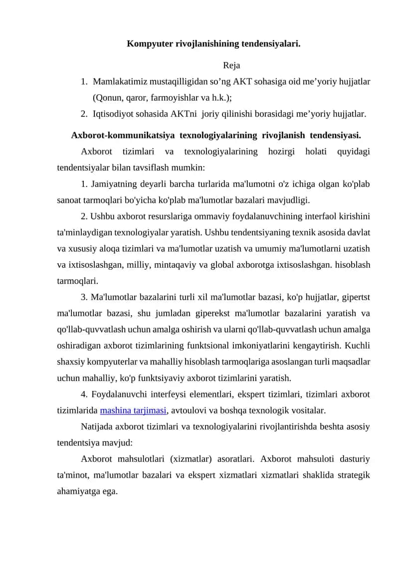 Axborot-kommunikatsiyatexnologiyalariningrivojlanish tendensiyalari 1