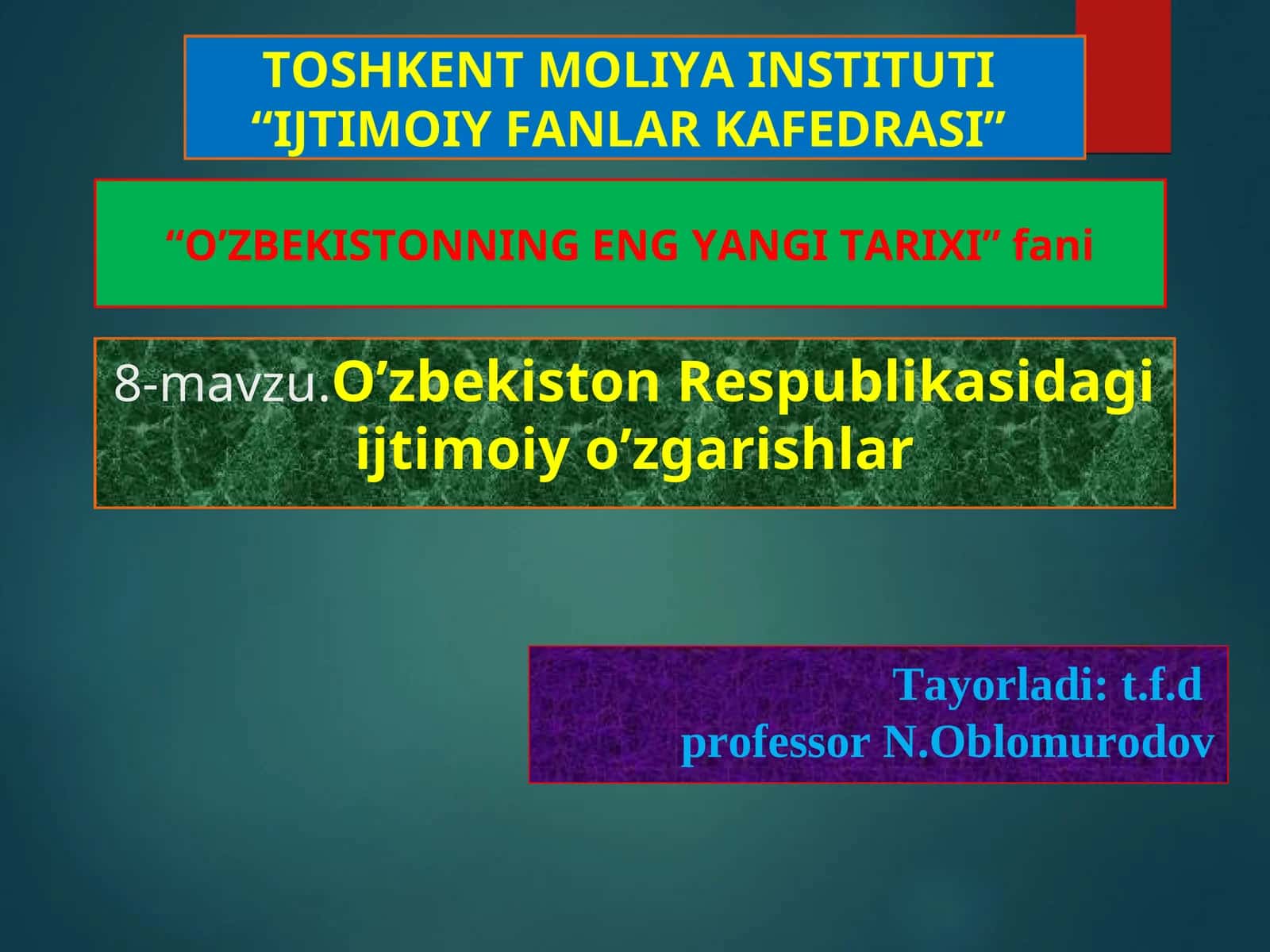 O’zbekistonning eng yangi tarixi 1
