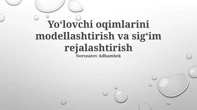 Yoʻlovchi oqimlarini modellashtirish va sigʻim rejalashtirish 1