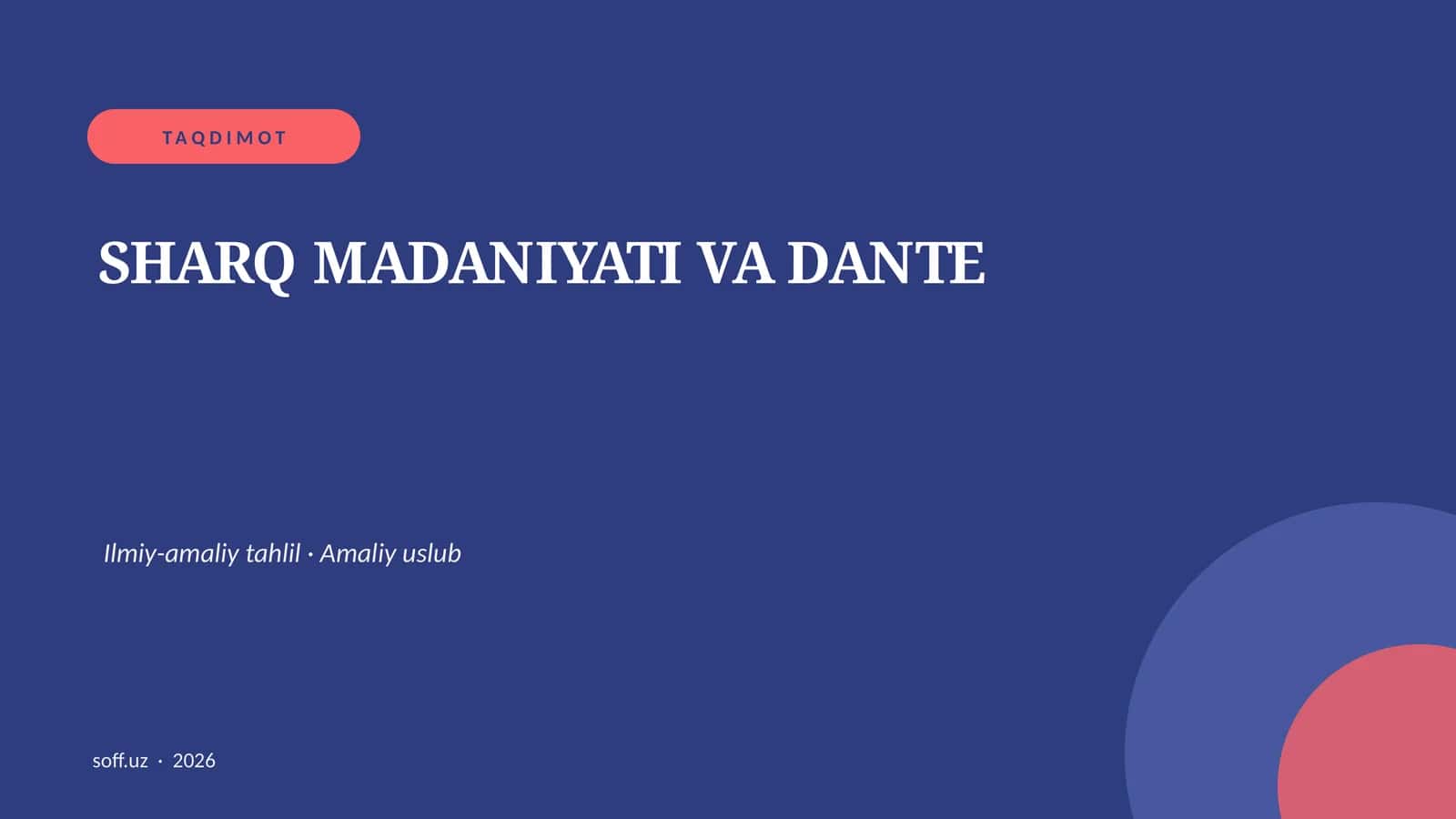 SHARQ MADANIYATI VA DANTE 1