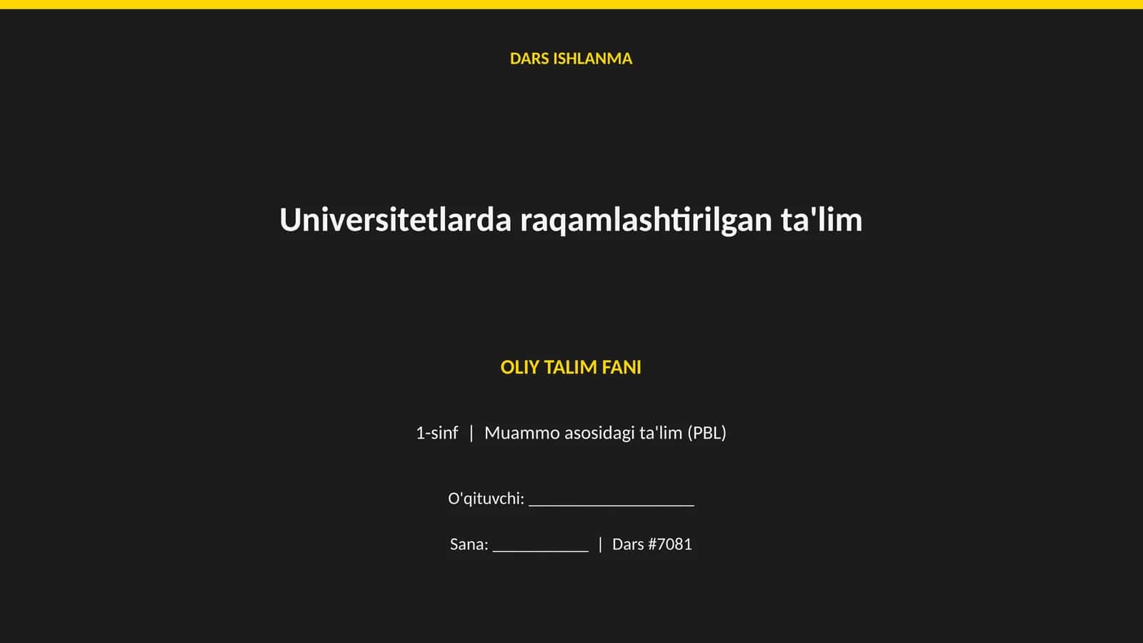 Universitetlarda raqamlashtirilgan ta'lim 1