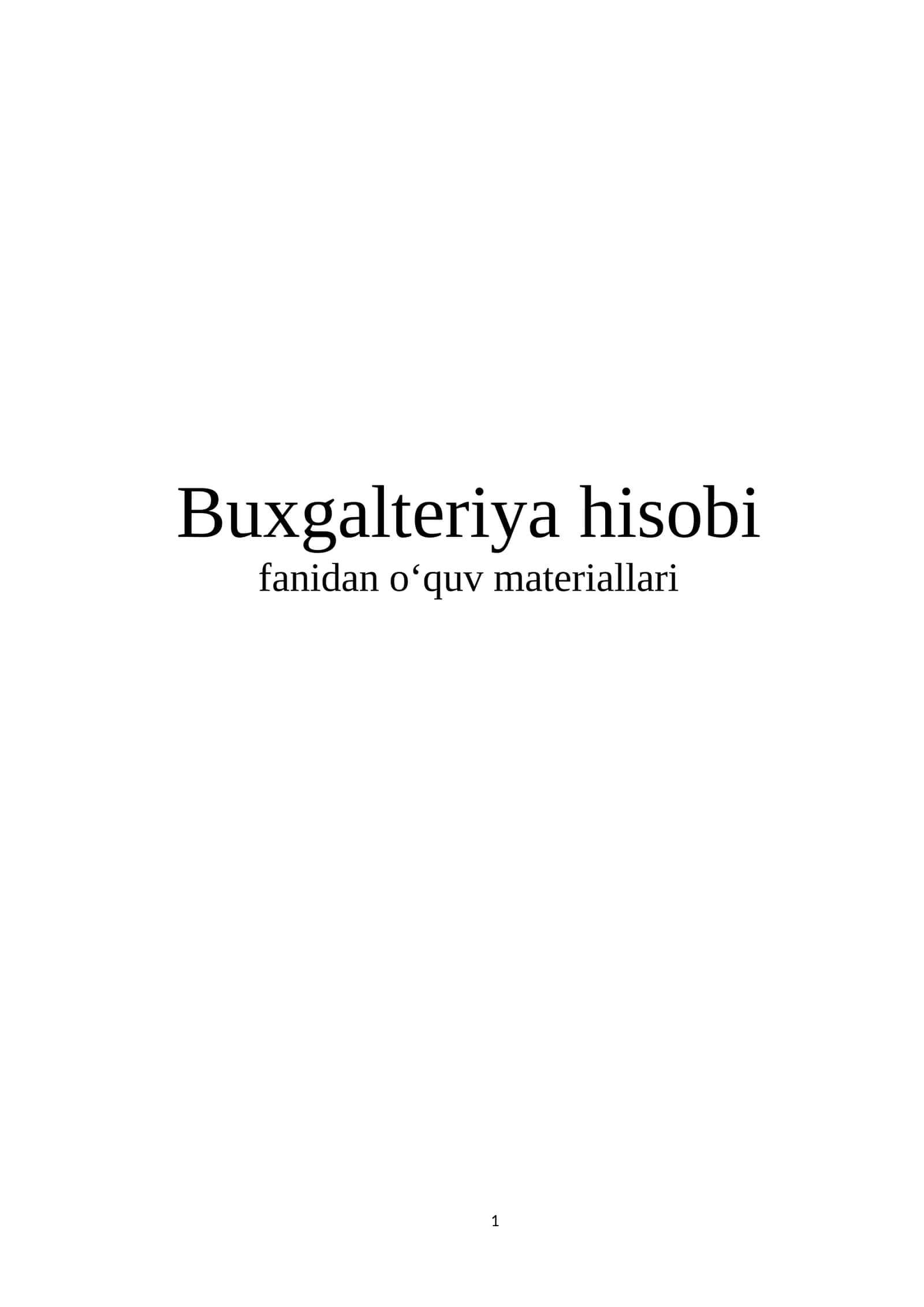 Buxgalteriya hisobi fanidan о‘quv materiallari 1