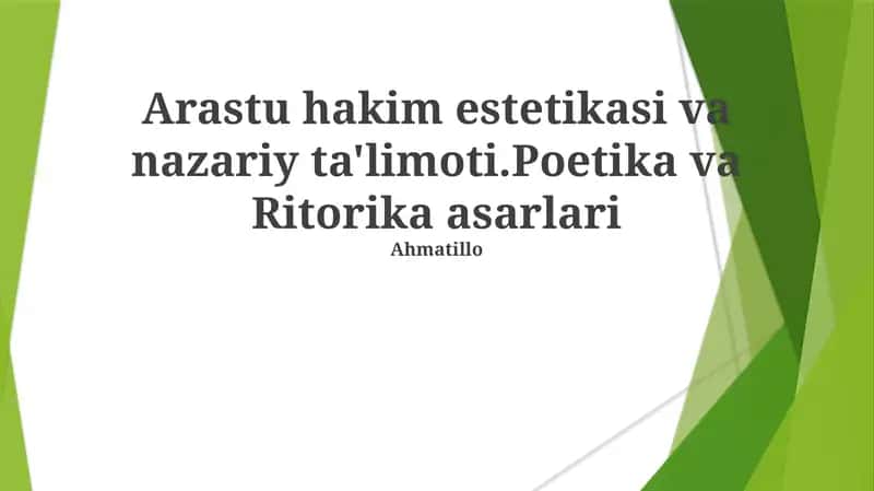 Aristotelning "Poetika"si 1