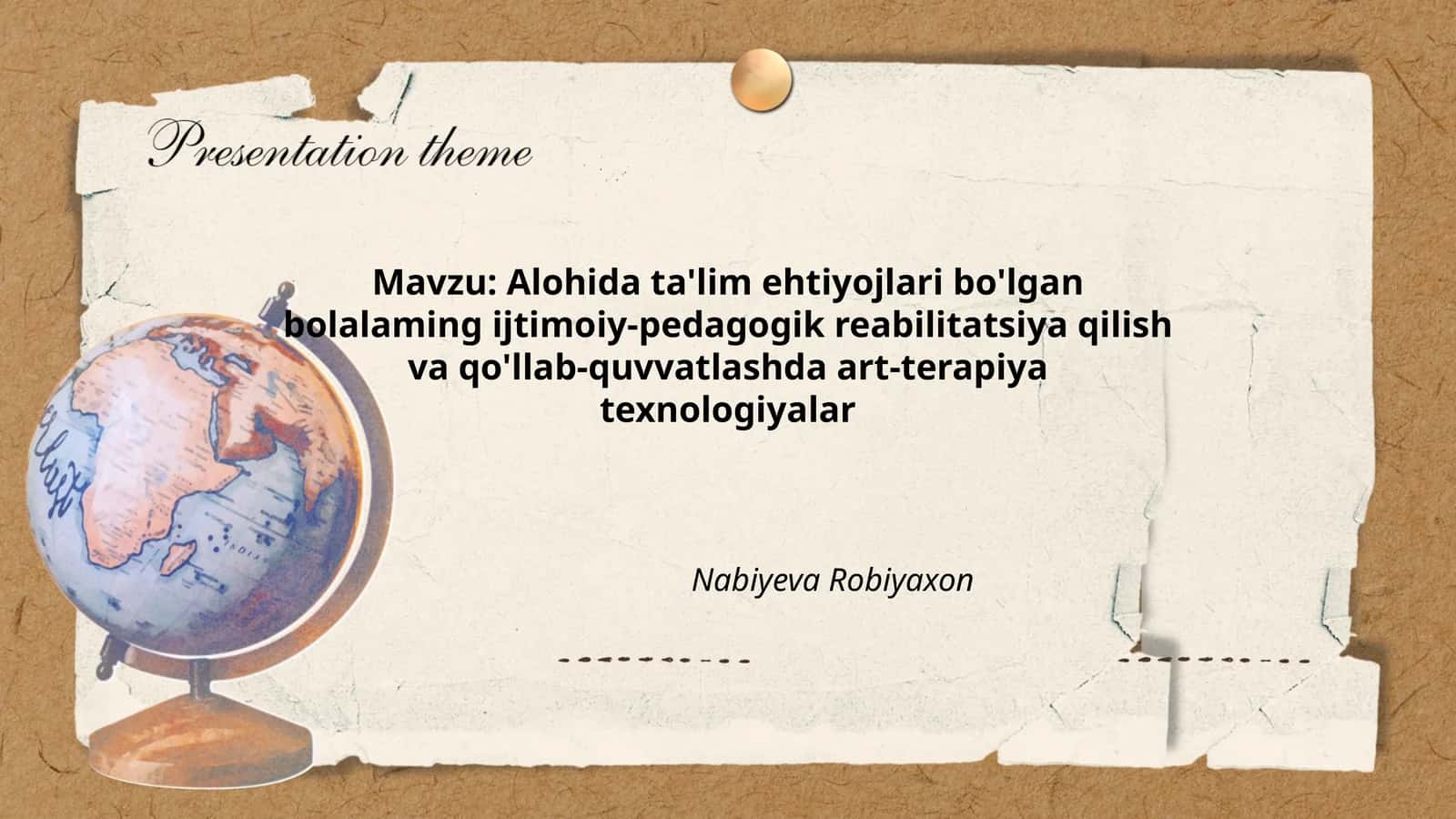 Alohida ta'lim ehtiyojlari bo'lgan bolalaming ijtimoiy-pedagogik reabilitatsiya qilish va qo'llab-quvvatlashda art-terapiya texnologiyalar 1