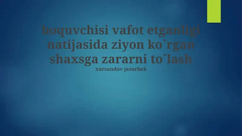 Boquvchisini yoʻqotgan shaxsga zararni to`lash 1