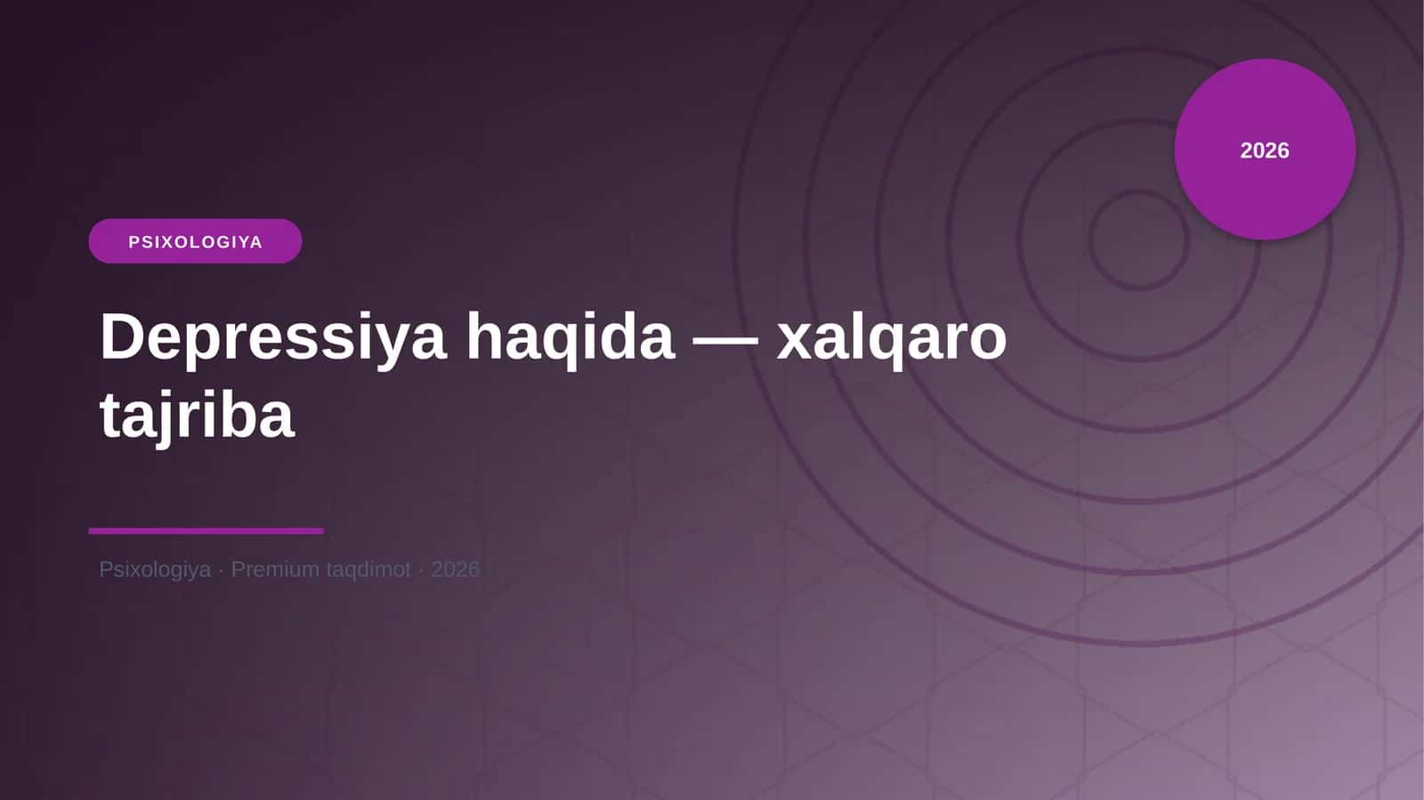 Depressiya haqida — xalqaro tajriba 1