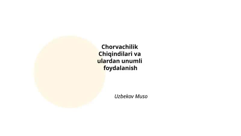 Chorvachilik chiqindilarini boshqarish 1