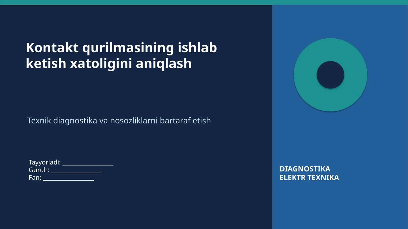 Kontakt qurilmasining ishlab ketish xatoligini aniqlash 1
