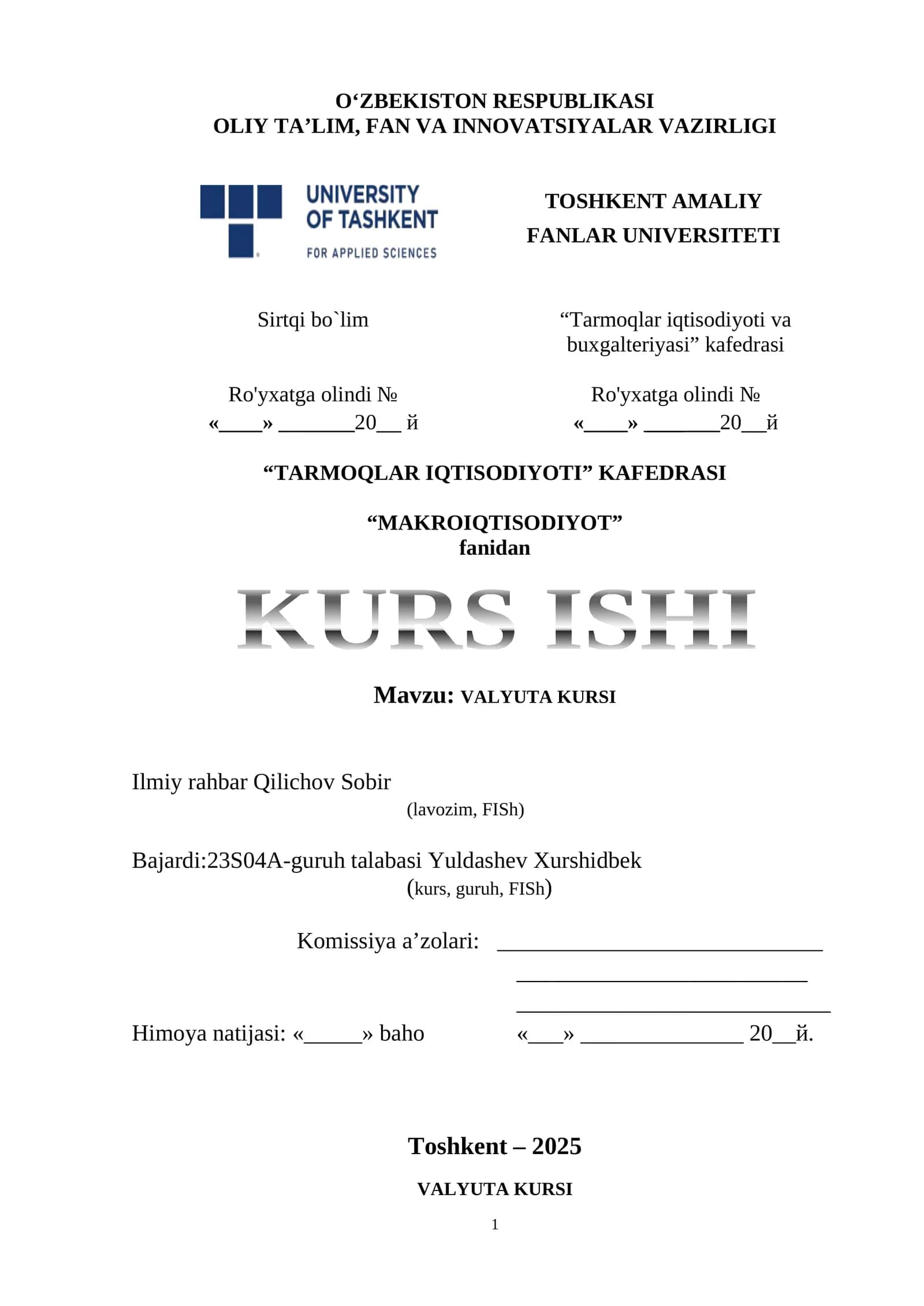 VALYUTA KURSI 1