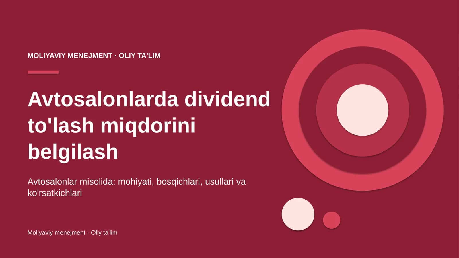 Avtosalonlarda dividend to'lash miqdorini belgilash 1