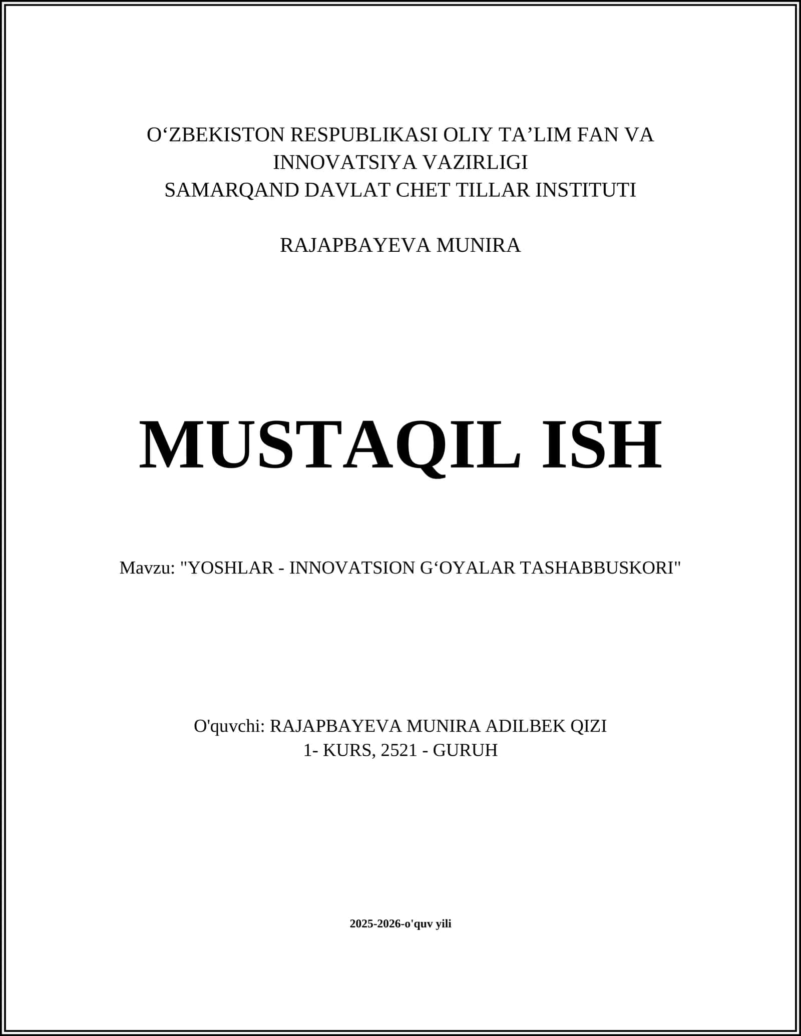 YOSHLAR - INNOVATSION GʻOYALAR TASHABBUSKORI 1