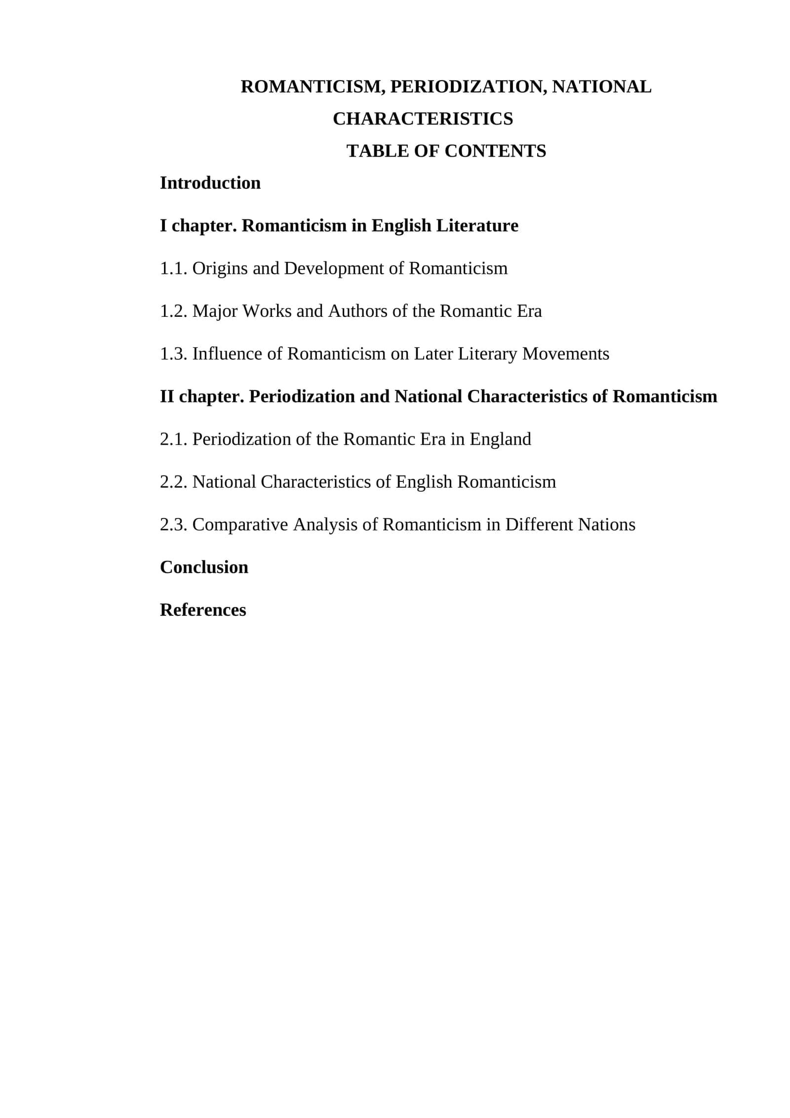 ROMANTICISM, PERIODIZATION, NATIONAL CHARACTERISTICS 1