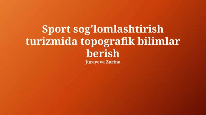 Topografik bilimlar va sport turizmi 1