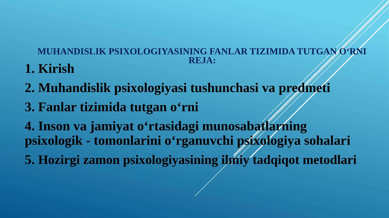 Muhandislik psixologiyasining fanlar tizimidagi o‘rni 1