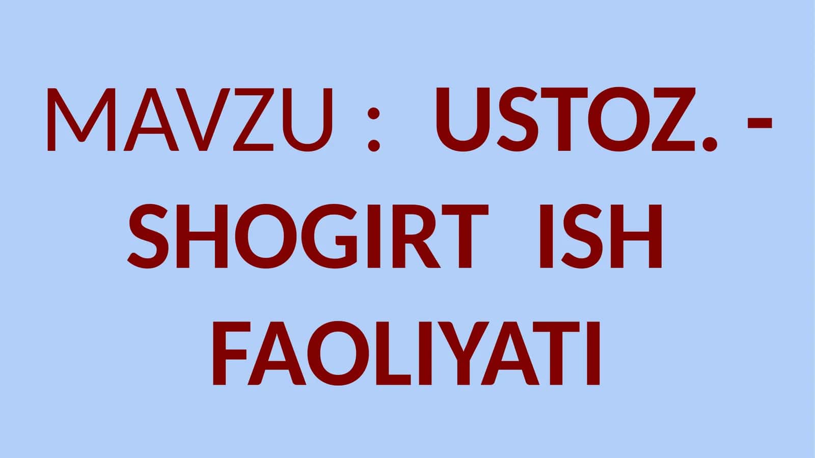 USTOZ 1
