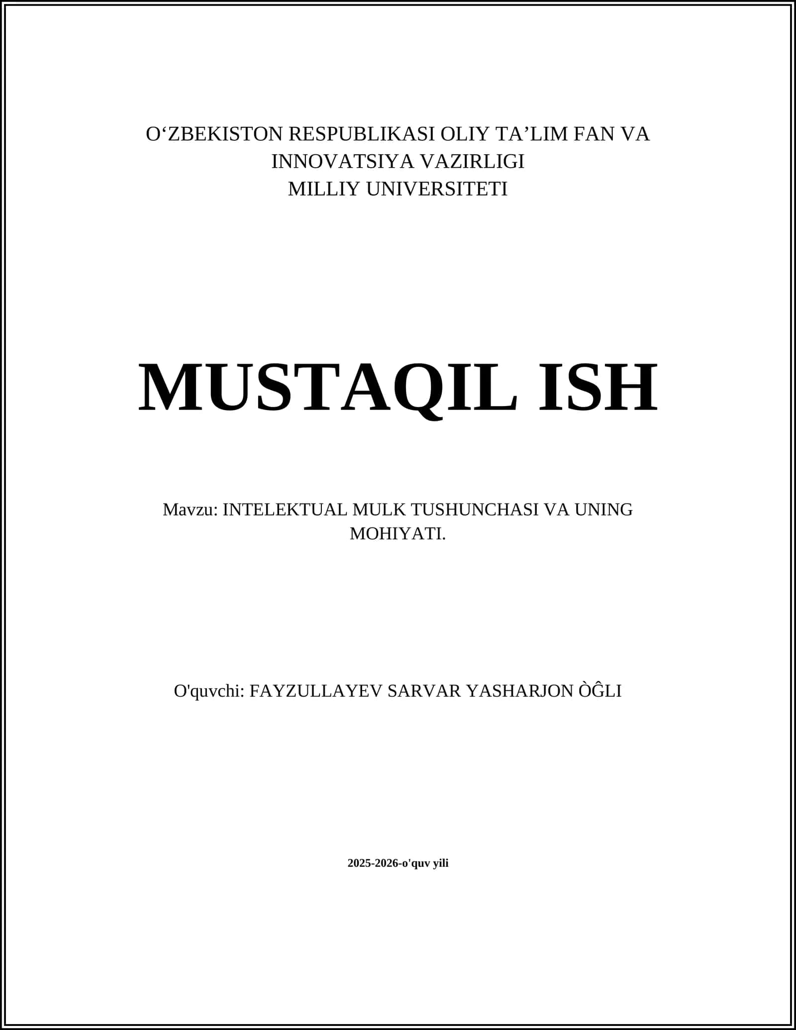 INTELEKTUAL MULK TUSHUNCHASI VA UNING MOHIYATI 1