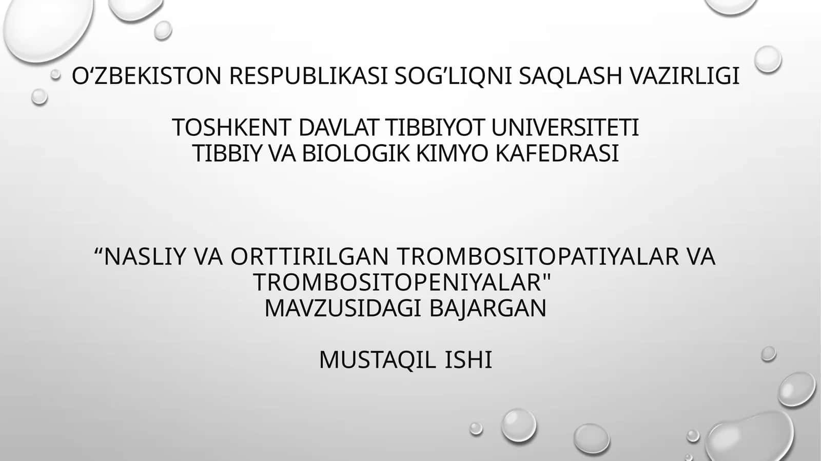 Nasliy va orttirilgan trombositopatiyalar va trombositopeniyalar 1