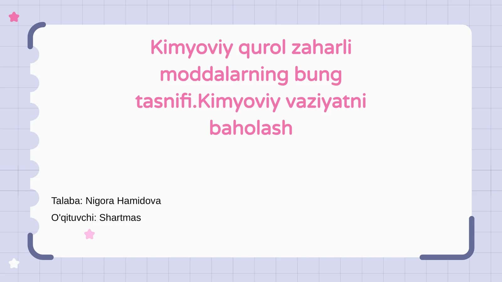 Kimyoviy qurol va zaharli moddalarning tasnifi va baholash 1