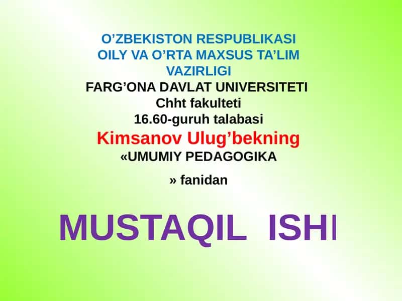 Yusuf Xos Xojib asarlarining tarbiyaviy axamiyati. 1