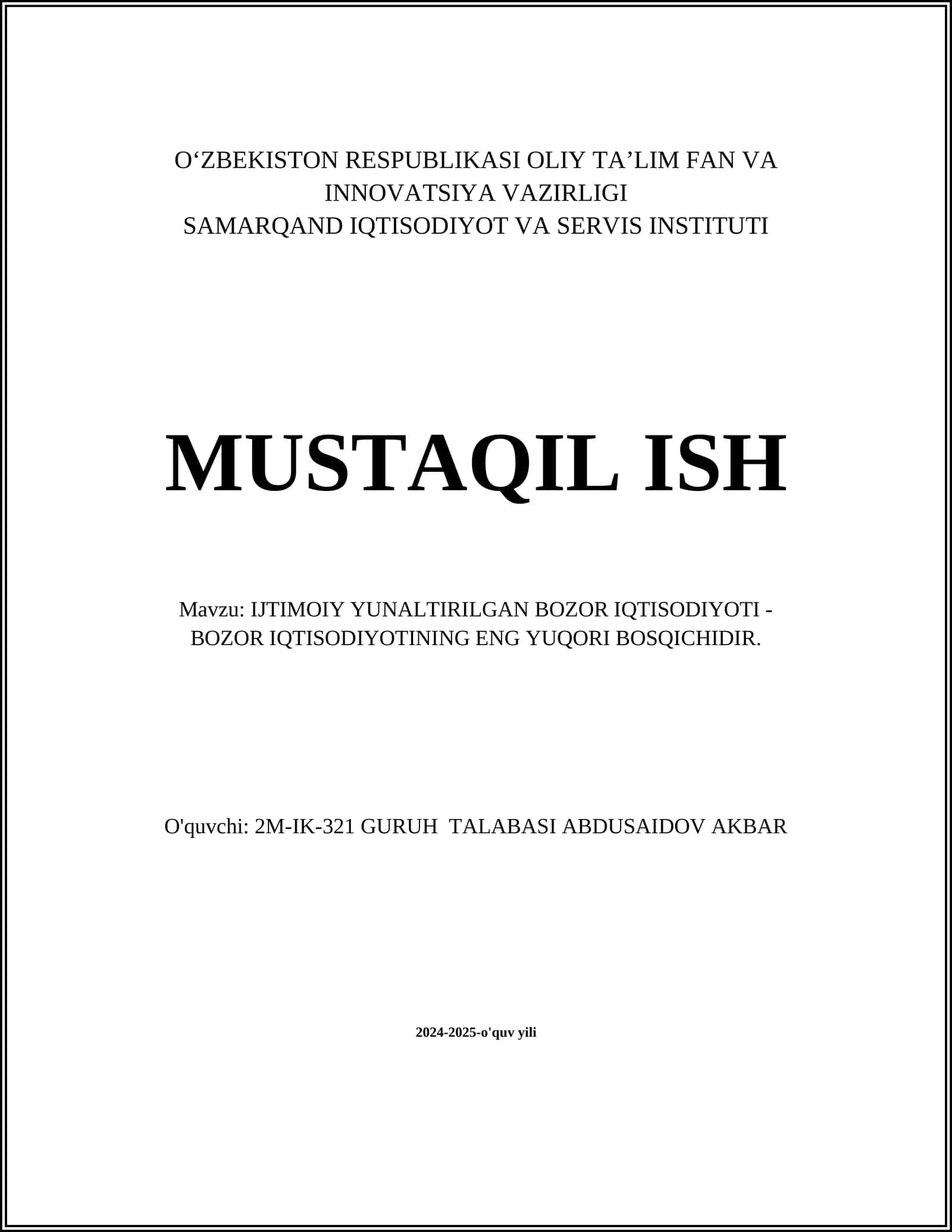 IJTIMOIY YUNALTIRILGAN BOZOR IQTISODIYOTI 1