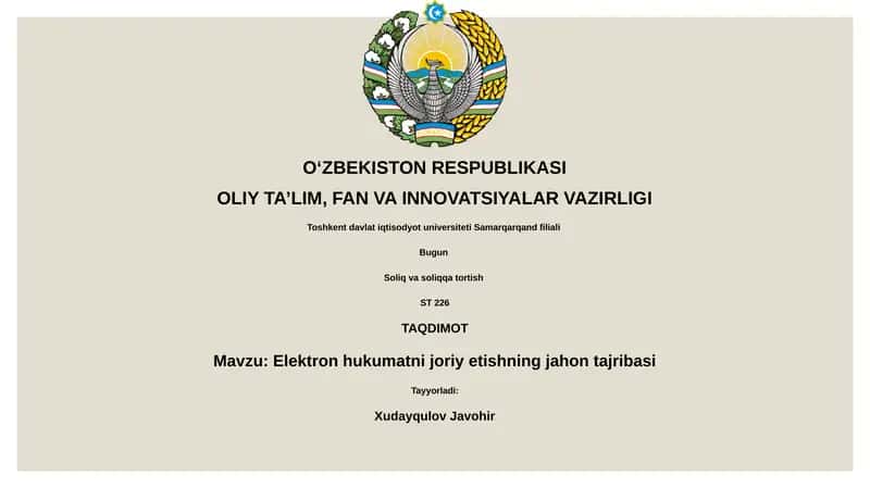 Elektron hukumatni joriy etishning jahon tajribasi 1