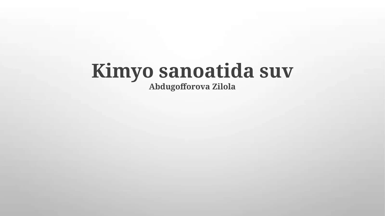 Kimyo sanoatida suv 1